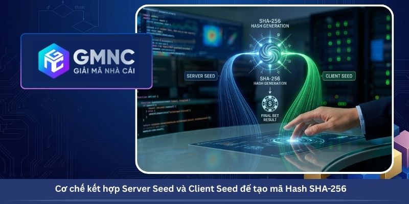 Cơ chế kết hợp Server Seed và Client Seed để tạo mã Hash SHA-256