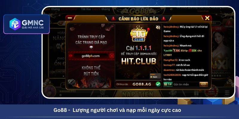 Go88 - Lượng người chơi và nạp mỗi ngày cực cao