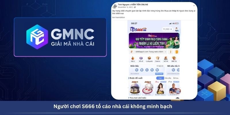 Người chơi S666 tố cáo nhà cái không minh bạch